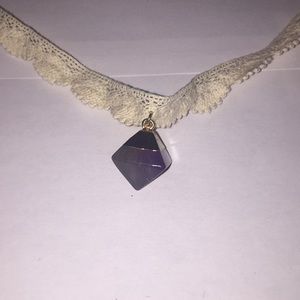 Lace choker with purple stone